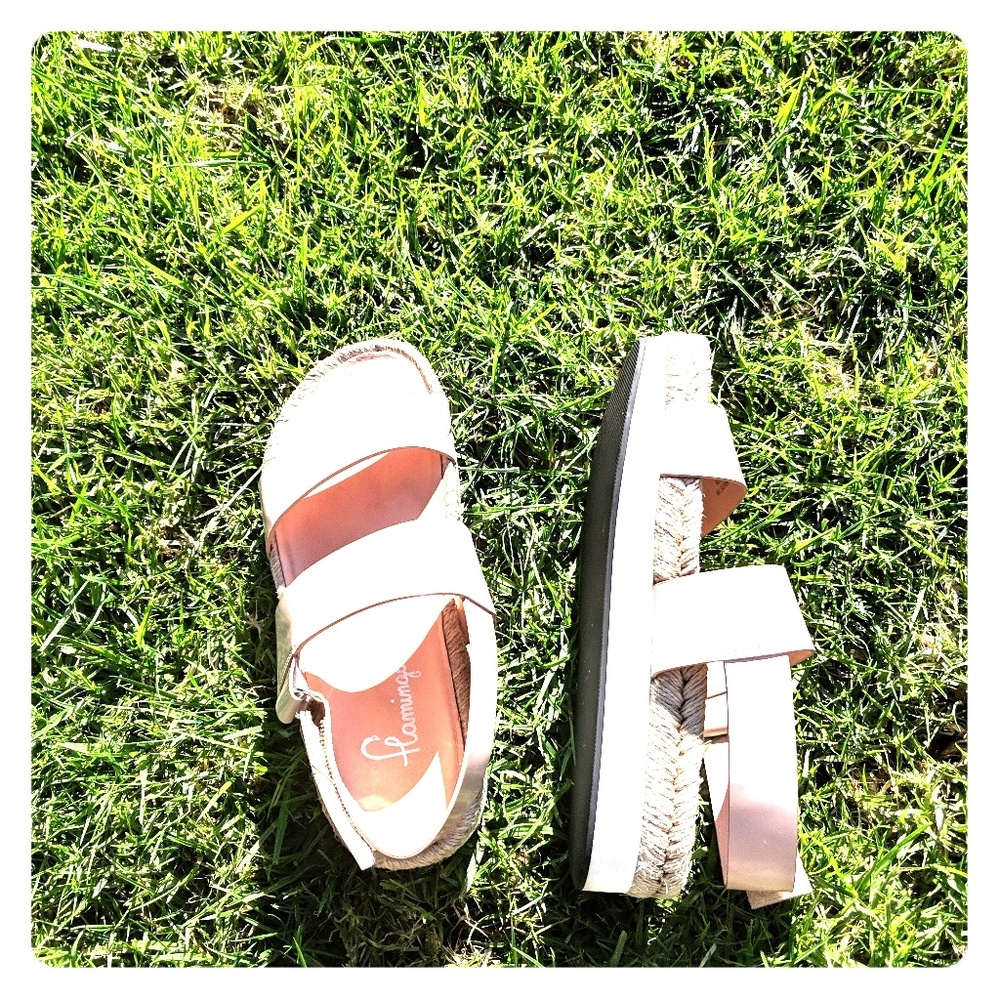 Flatform Nude Strappy Shoes